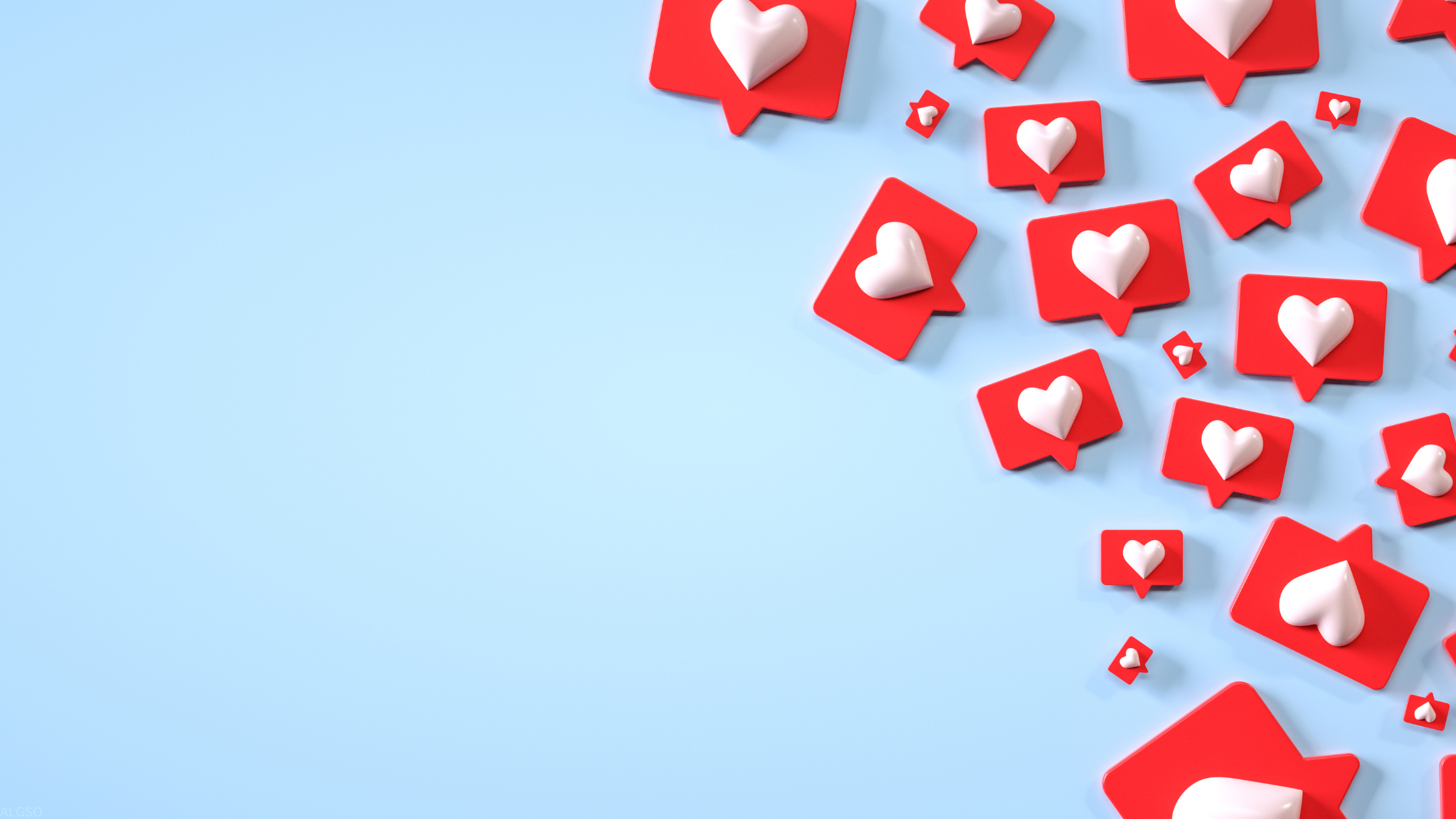 ALGSO's Social Media banner showing heart reactions to an Instagram post.