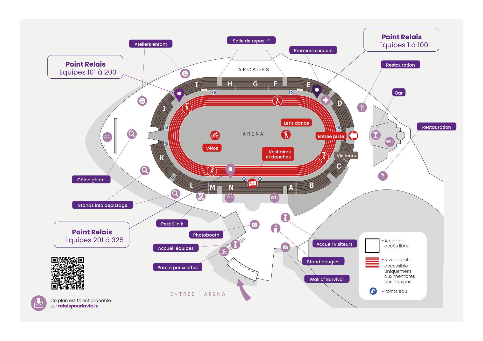 Map of Arena for Relais pour la Vie 2025
