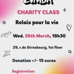 Flyer in English for the Charity Zumba class for Relais pour la Vie Luxembourg 2025