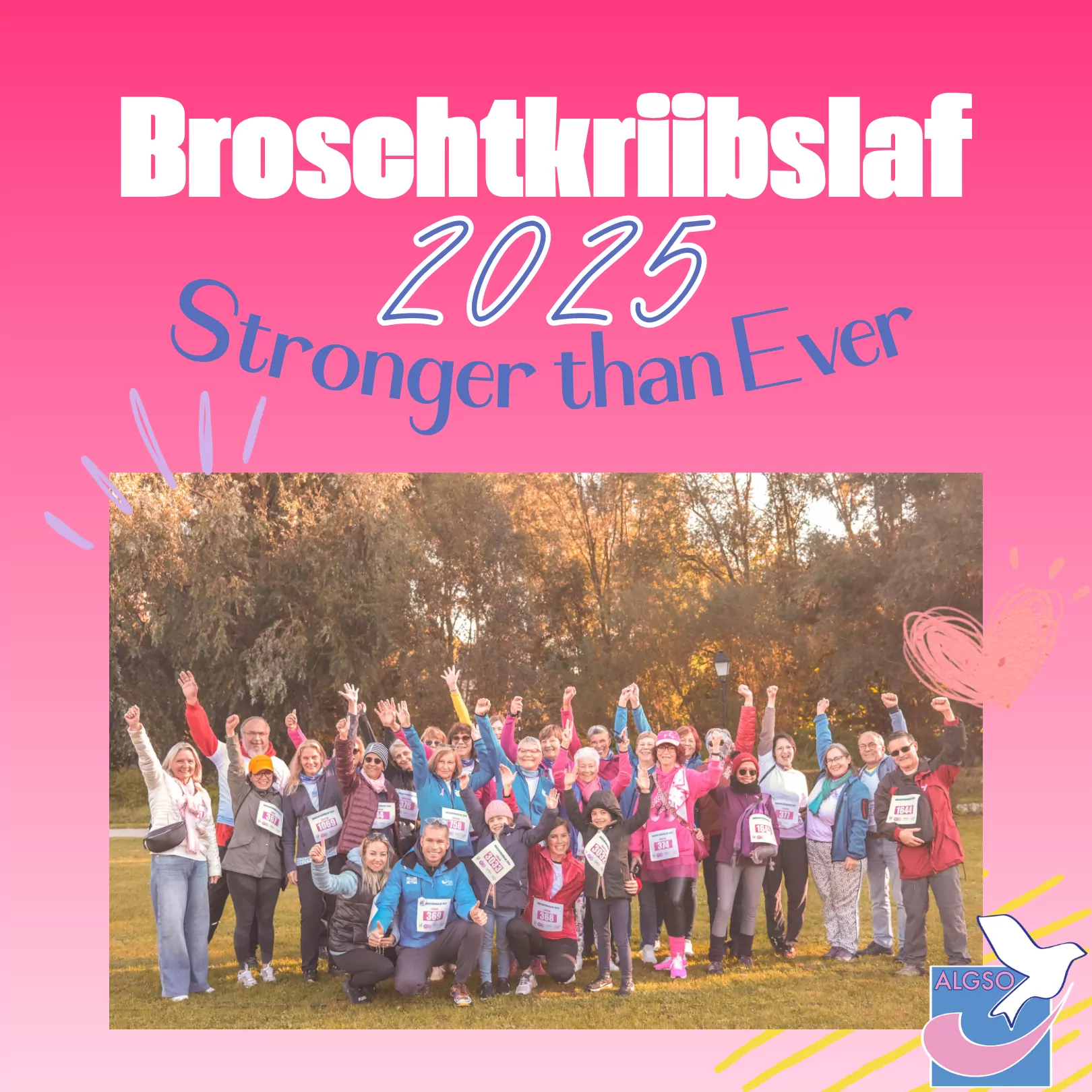 ALGSO's instagram post announcing their participation in the Broschtkriibslaf 2025 charity run Luxembourg.