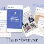 Banner with ALGSO's Movember Instagram posts and words: "Move, Talk, Check, Heal. This is Movember"