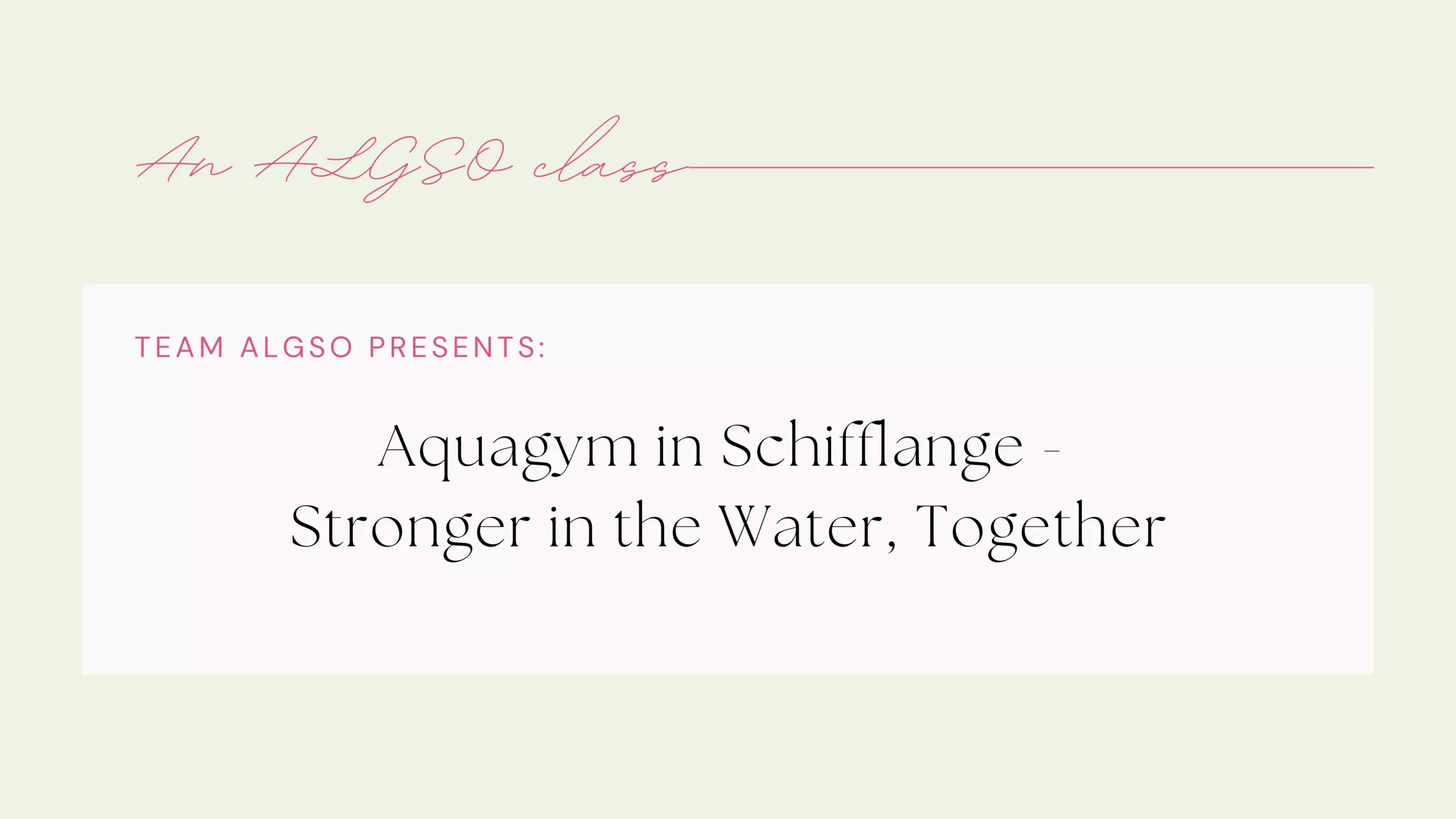 Aquagym in Schifflange: Splash with ALGSO
