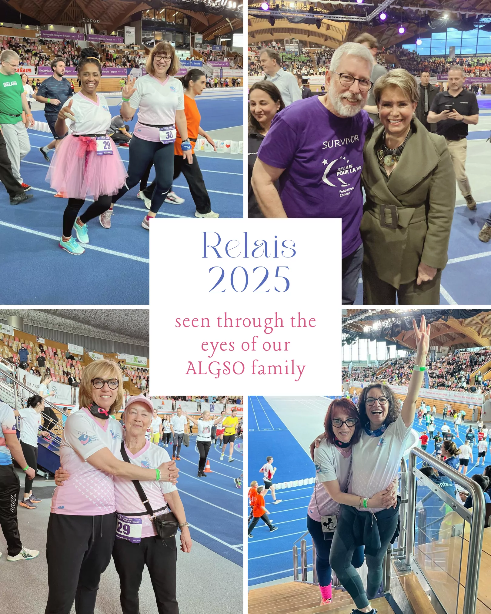 Photo collage of the snapshots taken by our ALGSO family at last year's Relais pour la Vie. Photo collage of the snapshots taken by our ALGSO family at last year's Relais pour la Vie.