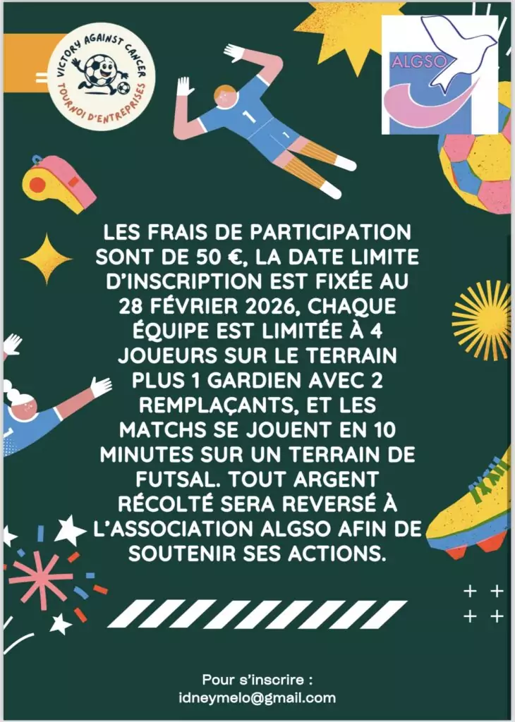 Tournoi Futsal Differdange-Fousbann flyer for Victory Against Cancer
