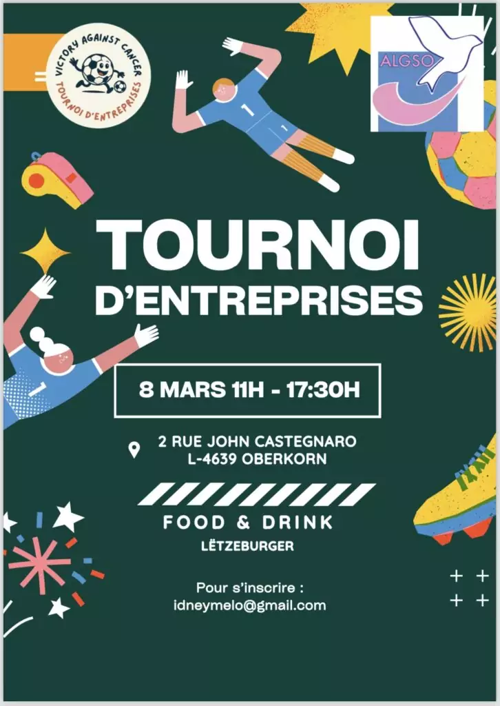 Tournoi Futsal Differdange-Fousbann flyer for Victory Against Cancer