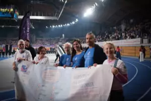 Relais pour la Vie 2026 Photo Gallery cover with Team ALGSO doing the first lap together.